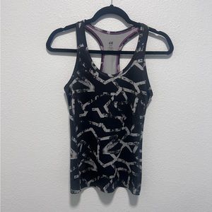 H&M Black Gray Pink Printed Racerback Tank Top Size Small